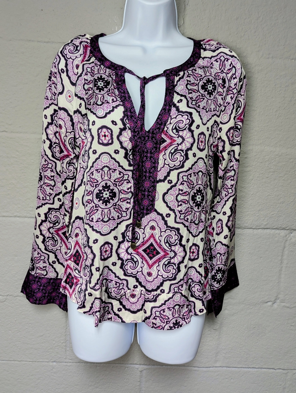 Odd Molly Purple Mixed Print Tunic Top size 0 (US 2/4) Boho Gypsy Romance